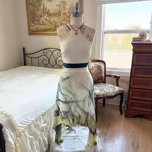 silk handkerchief 90s white halter dress Ally of New York size 0 100% silk